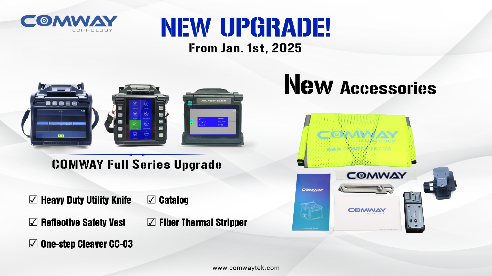 New Update! COMWAY C10S&C6S &  A33 fiber fusion splicer with new accessories